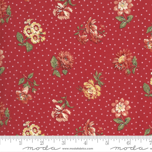 Fabric Remnant- 	Moda Jardin De Fleurs Floral Rouge 55cm