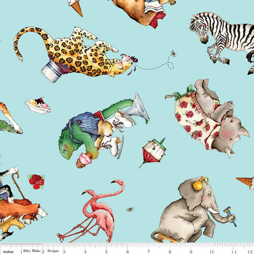 Fabric Remnant- Hungry Animal Alphabet Digital Toss 71cm