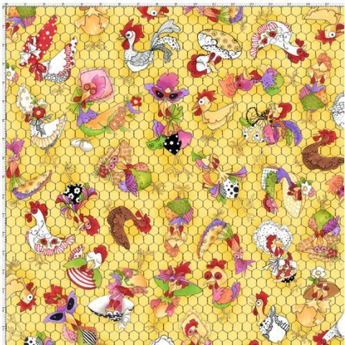 Fabric Remnant-Chicken Chique Toss Wire 79cm