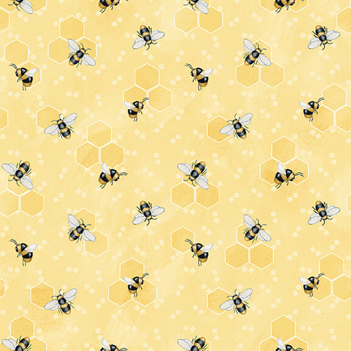 Fabric Remnant- Bee You! Buzzing Bees Honeycomb 84cm