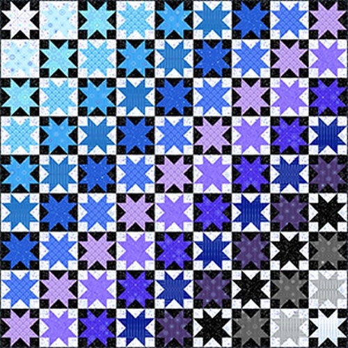 Century Prints Deco Frost Star Blocks Quilt Kit 72" x 72" 