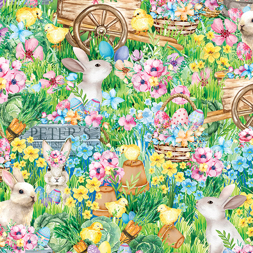 Fabric Remnant-Cottontail Farms Easter Bunny Garden 90cm