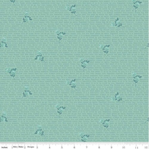 Fabric Remnant- Splendor Inspirational Text Mint 57cm