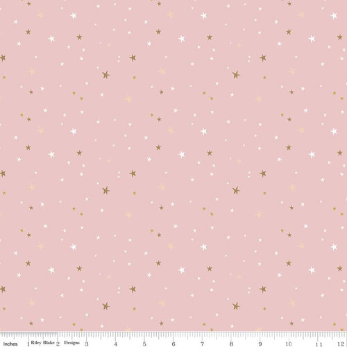 Fabric Remnant -Spin & Twirl Stars Frosting Sparkle 76cm