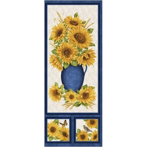 Fabric Remnant -	Accent on Sunflowers Blocks 38cm