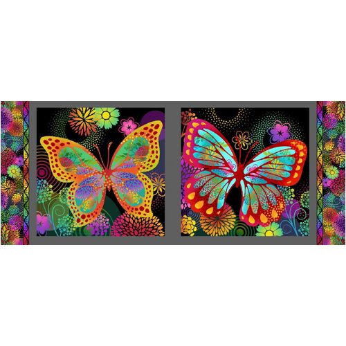 Fabric Remnant -	Unusual Garden Butterfly Blocks 46cm