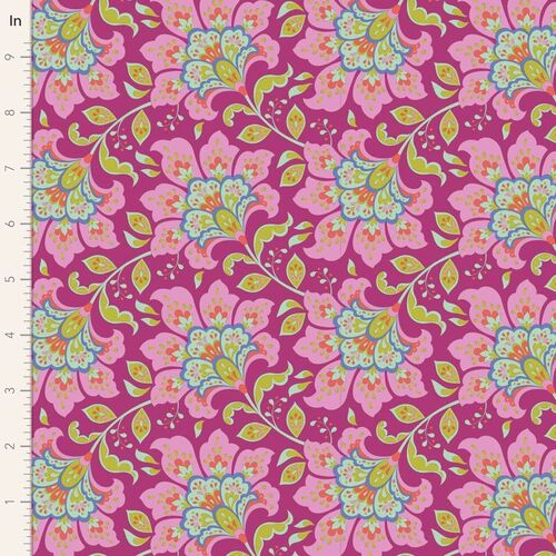 Fabric Remnant-Tilda Bloomsville Flowermarket Floral Plum 90cm