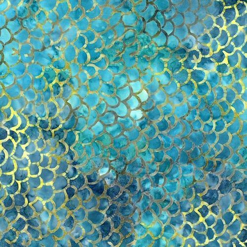 Fabric Remnant-Reef Scales Tonga Splash Batik 45cm