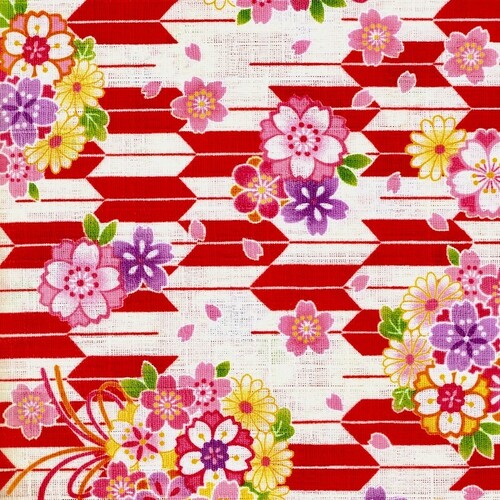 Fabric Remnant- Southern Cross Oriental Cherry Blossoms 84cm