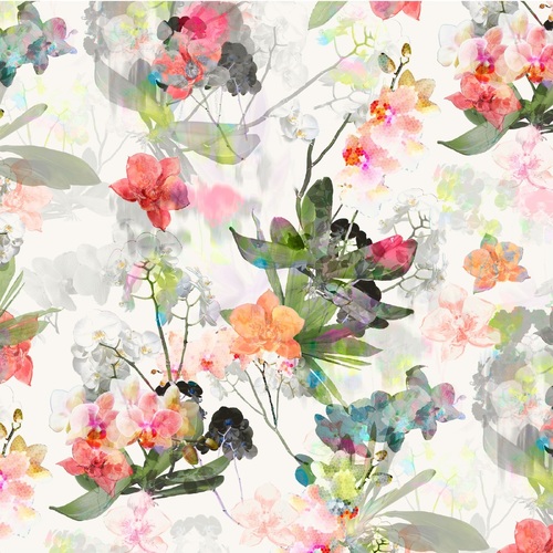 Fabric Remnant -Belle Fleur Watercolour  Floral Digital 50cm