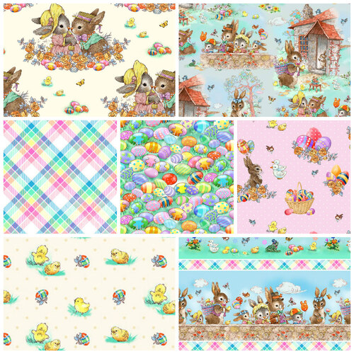 Henry Glass Bunny Tails Fat Quarter FQ Fabric Bundle