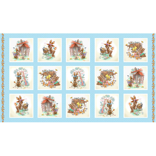 Henry Glass Bunny Tails Blocks Panel 9767-11