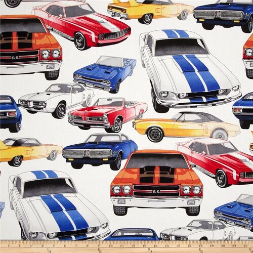 Fabric Remnant-Pure Muscle Cars Alexander Henry 40cm