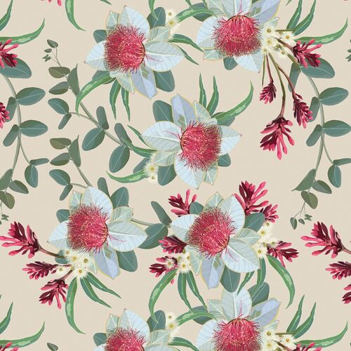 Fabric Remnant- 	 Summer Florals Wildflowers 49cm