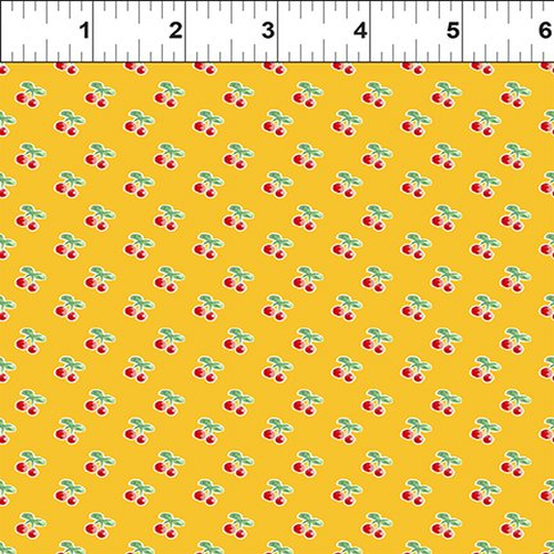 Fabric Remnant-	 Cherry Lemonade Rows of Cherries 92cm