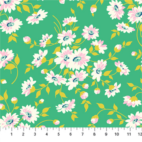 Fabric Remnant-True Kisses Floral Daydream Teal 56cm