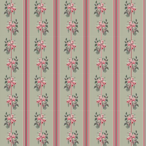 Fabric Remnant -	 Rue Floriane Rosebud Stripe 50cm