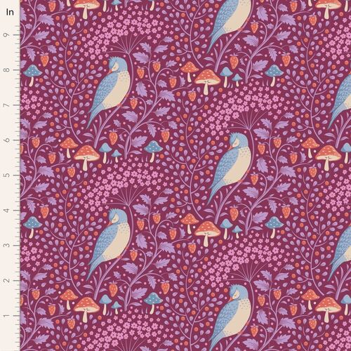 Fabric Remnant -Tilda Hibernation Sleepy Bird Mulberry  44cm