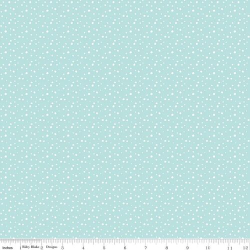 Fabric Remnant Riley Blake Pixie Noel 2 Snow Aqua 72cm