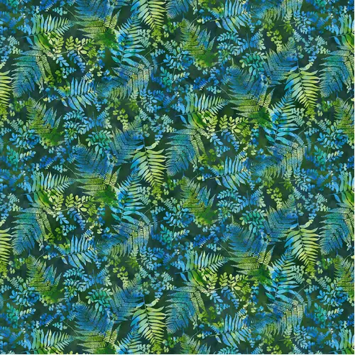 Fairytale Forest Ferns Tonal Green Blue 3015-66