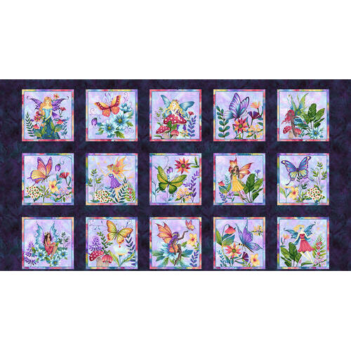 Fairytale Forest Fairies Blocks Panel 3019-77