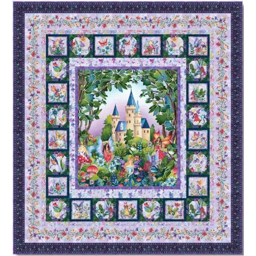 Fairytale Forest Fairies Magical Castle Quilt Panel Kit