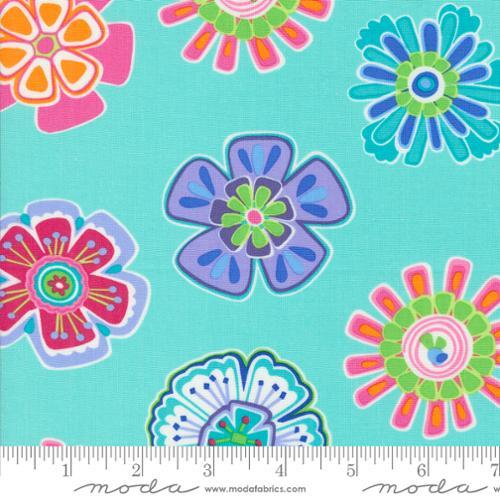 Moda Fiesta Party Time Florals Aqua 22470 23