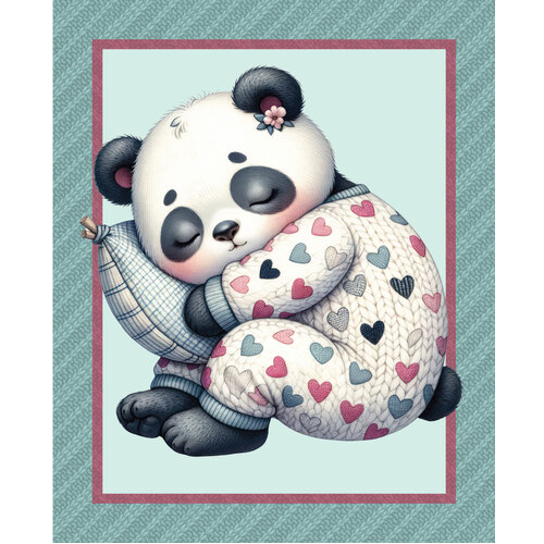 Devonstone Bed Buds Sleepy Panda Cot Quilt Panel DV6612