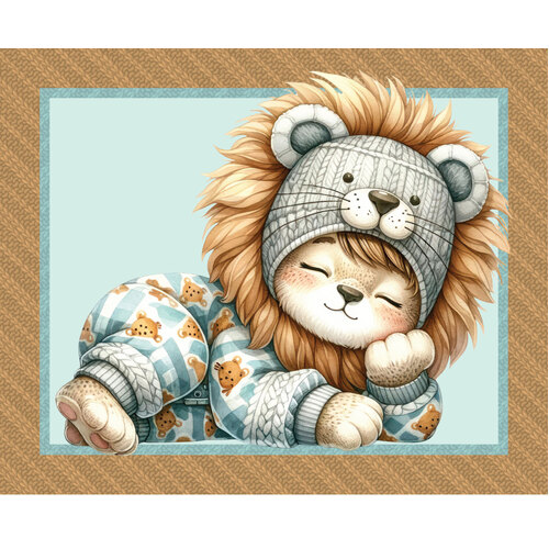 Devonstone Bed Buds Sleepy Lion Cot Quilt Panel DV6610