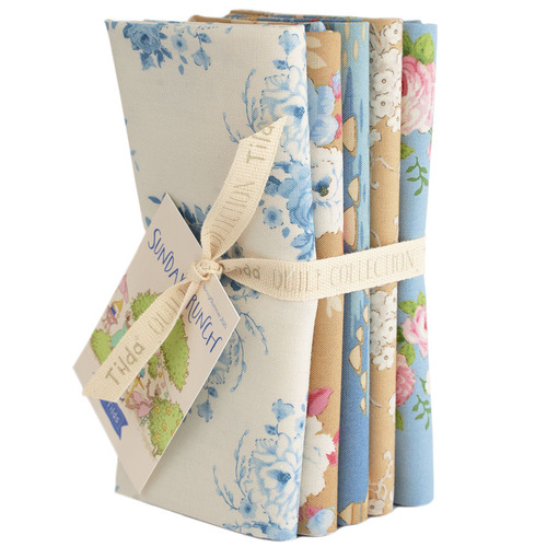 Tilda Sunday Brunch Floral FQ Fat Quarter Bundle Blue Sand