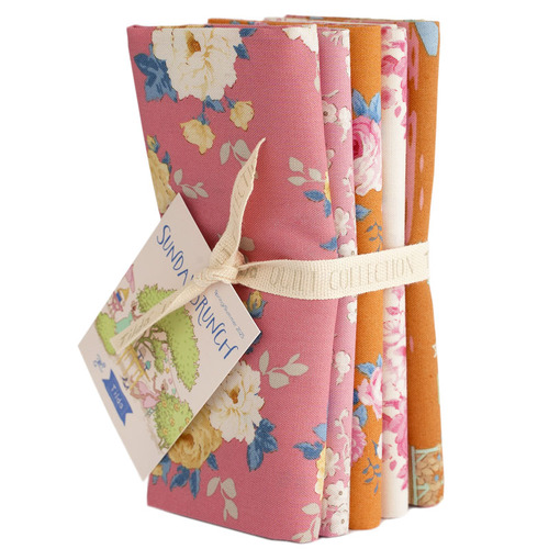 Tilda Sunday Brunch Floral FQ Fat Quarter Bundle Pink Ginger