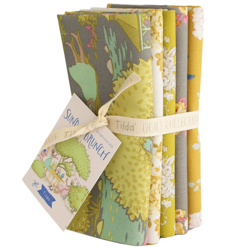 Tilda Sunday Brunch Floral FQ Fat Quarter Bundle Yellow Grey