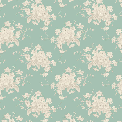 Tilda Sunday Brunch White Flower Teal 100581