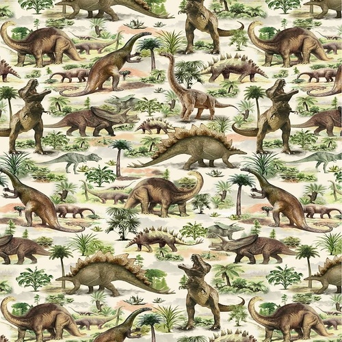 Fabric Remnant-  All Over Dinosaurs Wild Jurassic 57cm