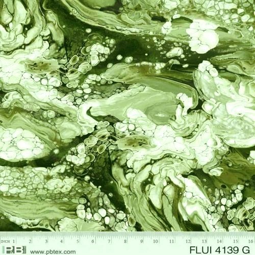 Fabric Remnant-Fluidity Digital Azul Peridot Green 86cm