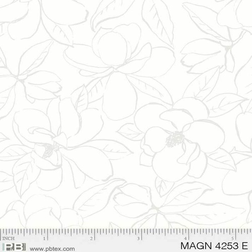 Fabric Remnant-Magnolia Sketched Flowers Tonal 57cm