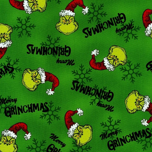 Fabric Remnant- How the Grinch Stole Christmas Merry Grinchmas 37cm