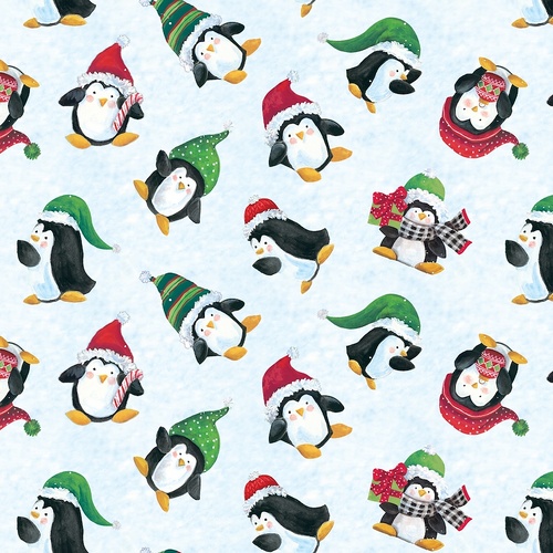 Super Sale Tossed Christmas Penguins Blue BQ2229 011