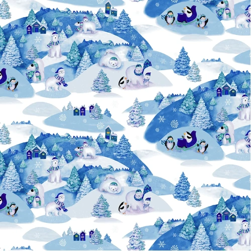 Super Sale Snowville Winter Toile Penguins Blue Y3277-90 