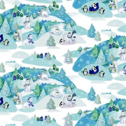 Super Sale Snowville Winter Toile Penguins Sky Y3277-98