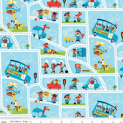 * SALE * Cops and Robbers Track Blue Per Metre