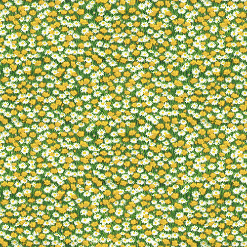 * SALE *Village Life Country Flowers Yellow 2297-Y Per Metre