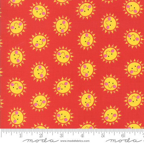 Fabric Remnant- 	 Moda Bicycle Bunch Sun Faces 78cm