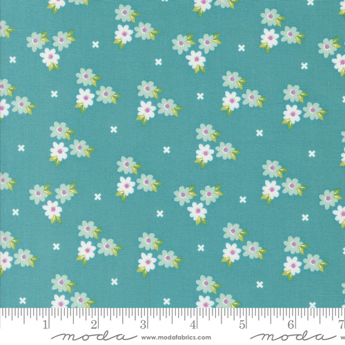 Moda Laguna Sunrise Morning Glory Florals Teal 37682 18