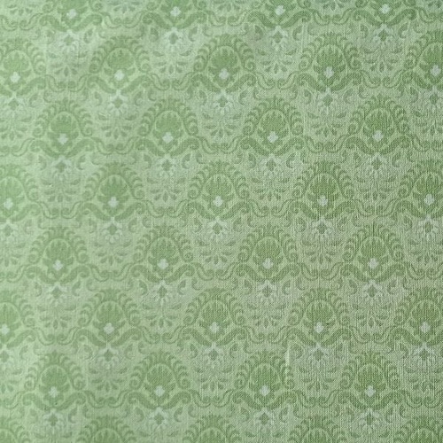 Fabric Remnant -	 Tonal Medallion Damask Floral Green 89cm