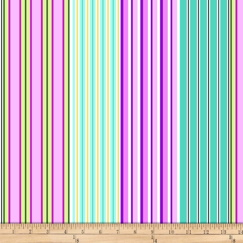 Fabric Remnant -Sweet Perfume Stripe-Pink/Turquoise 51cm