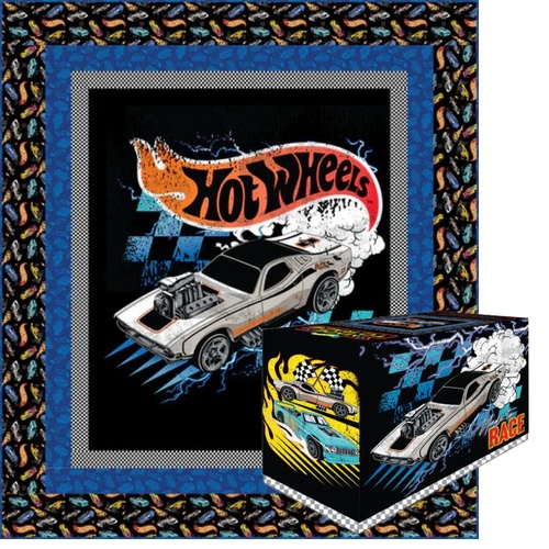 Licensed Hot Wheels Made To Race Boxed Quilt Kit