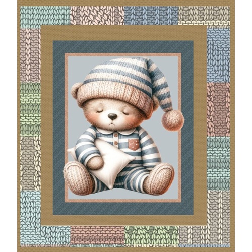 Bed Buds Baby Teddy Bear Fabric Panel Quilt Kit