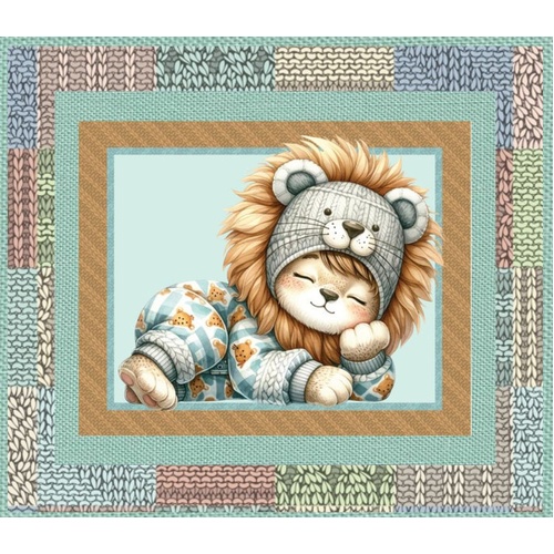 Bed Buds Baby Lion Fabric Panel Quilt Kit