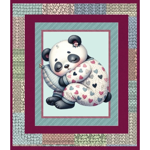 Bed Buds Baby Panda  Fabric Panel Quilt Kit